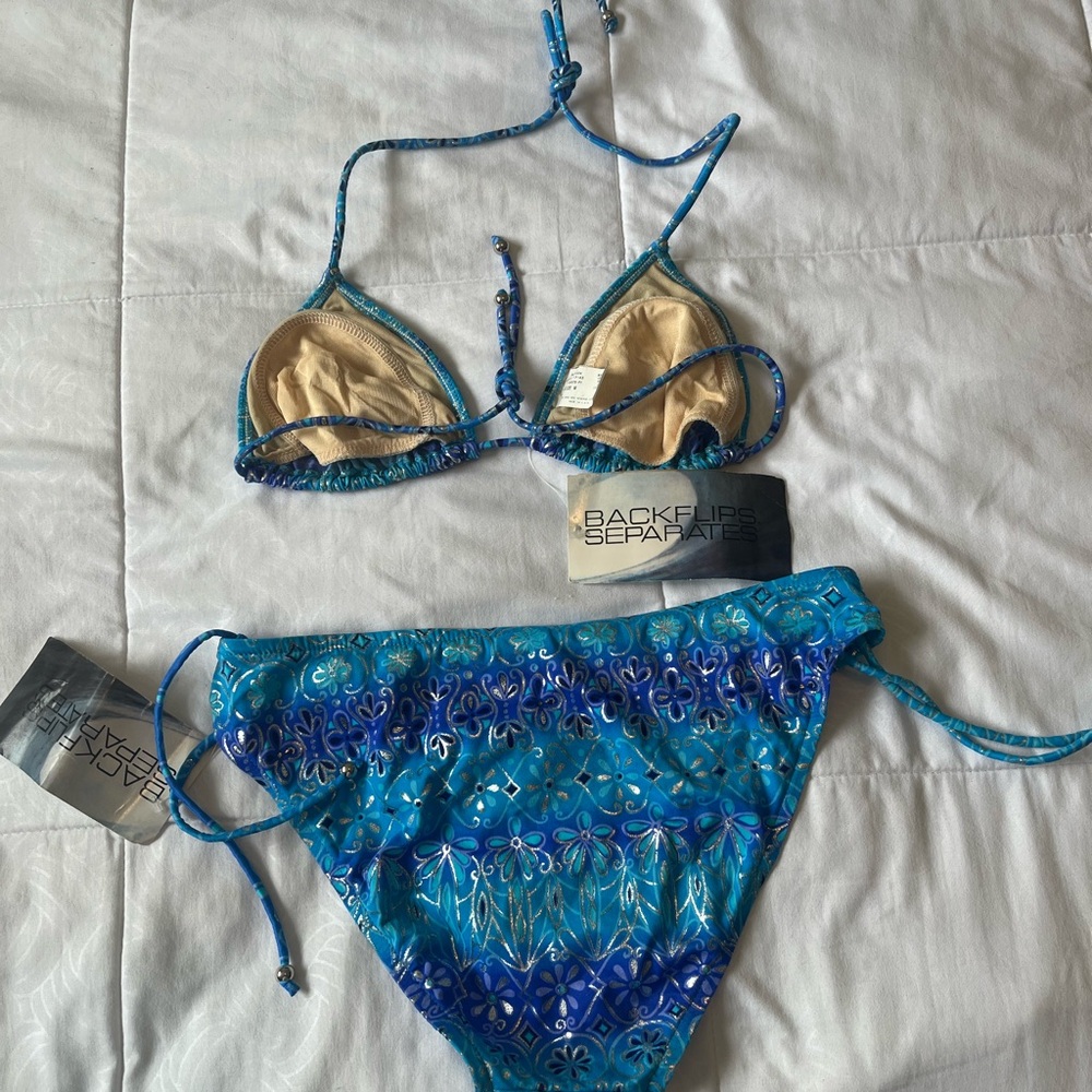 Blue Floral Bikini Set - Picture 2 of 3
